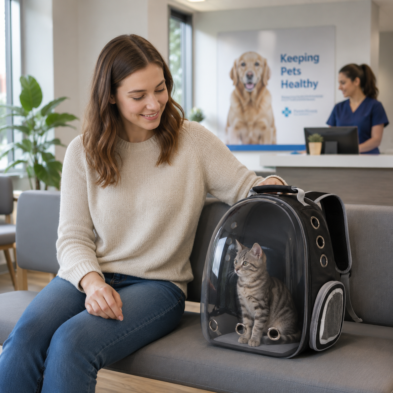 Portable Transparent Pet Backpack – Comfortable & Ventilated Pet Travel Bag