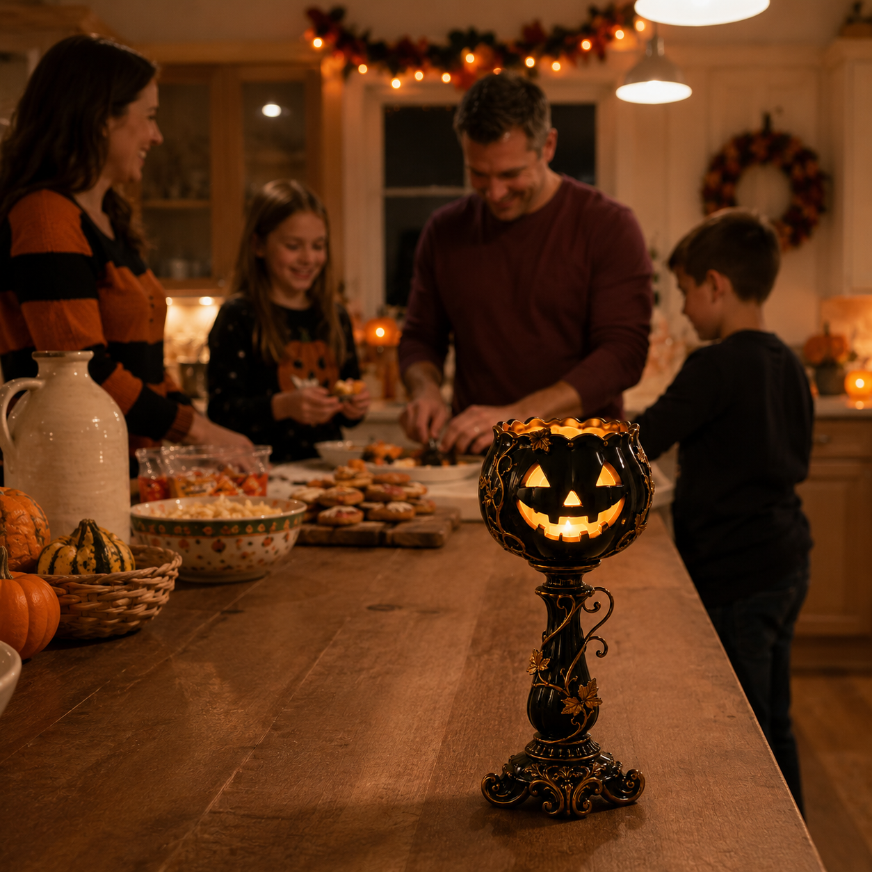 🎃 Elegant Black Pumpkin Candle Holder