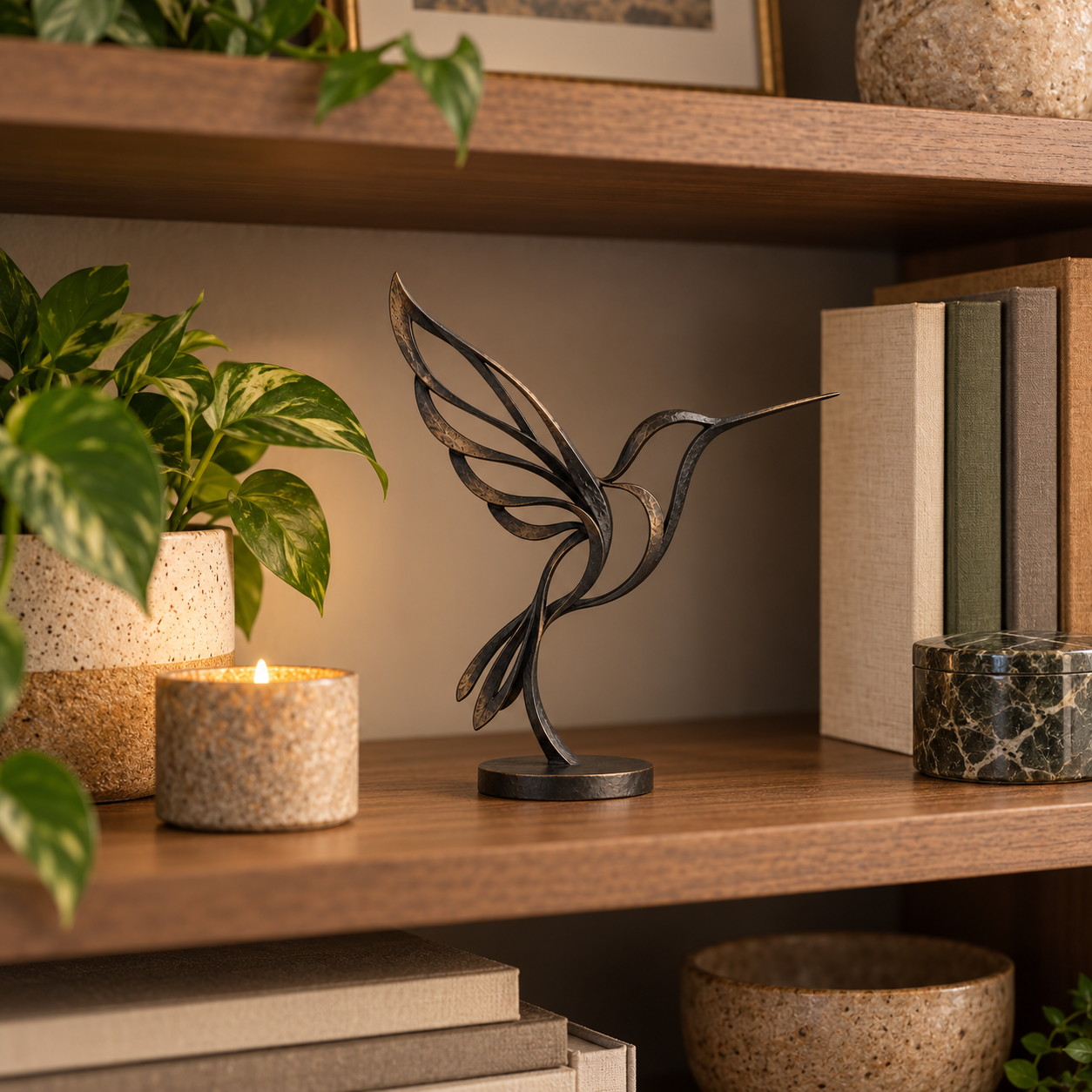 Abstract Hummingbird Iron Sculpture🐦