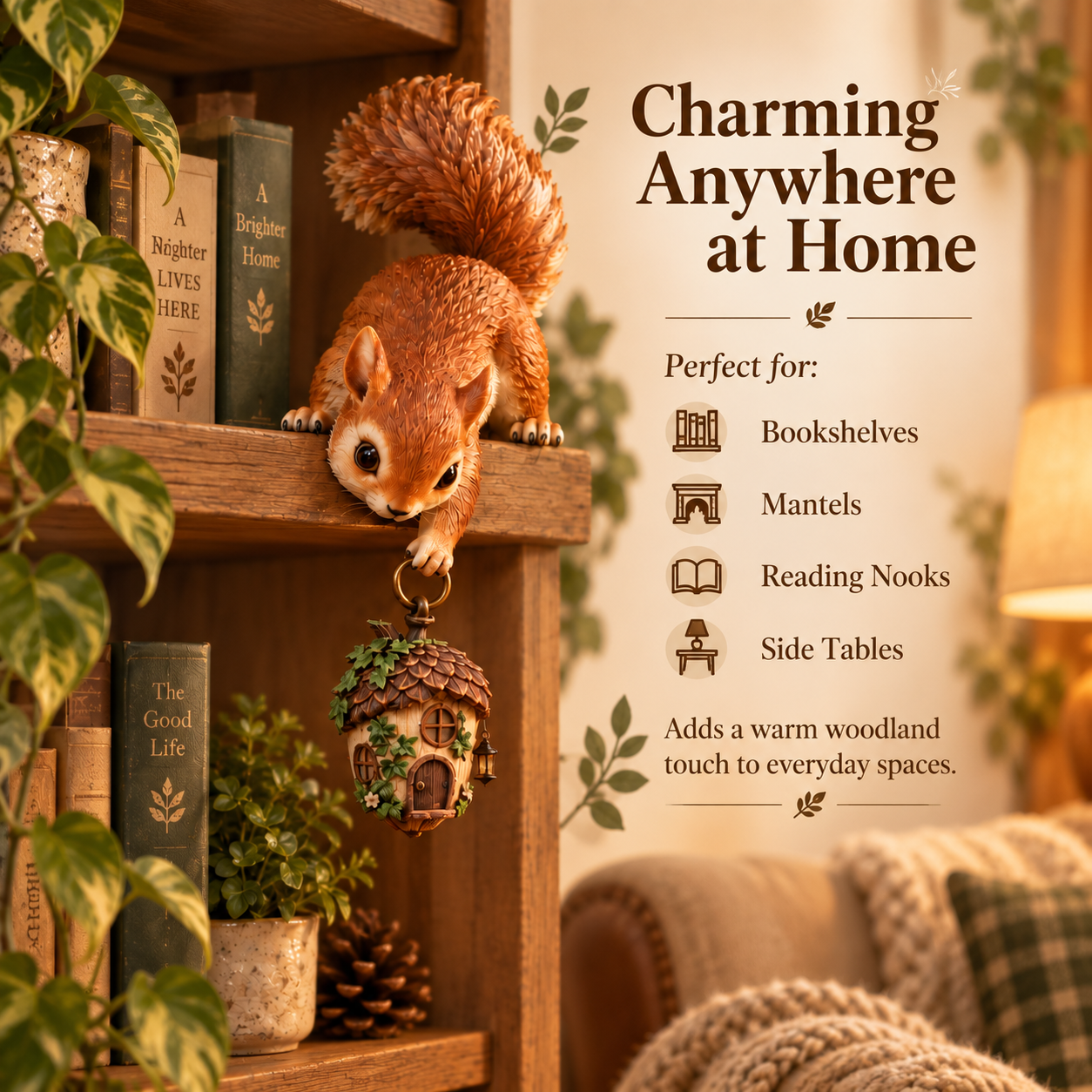 🐿️ Squirrel Hanging Acorn House Decor