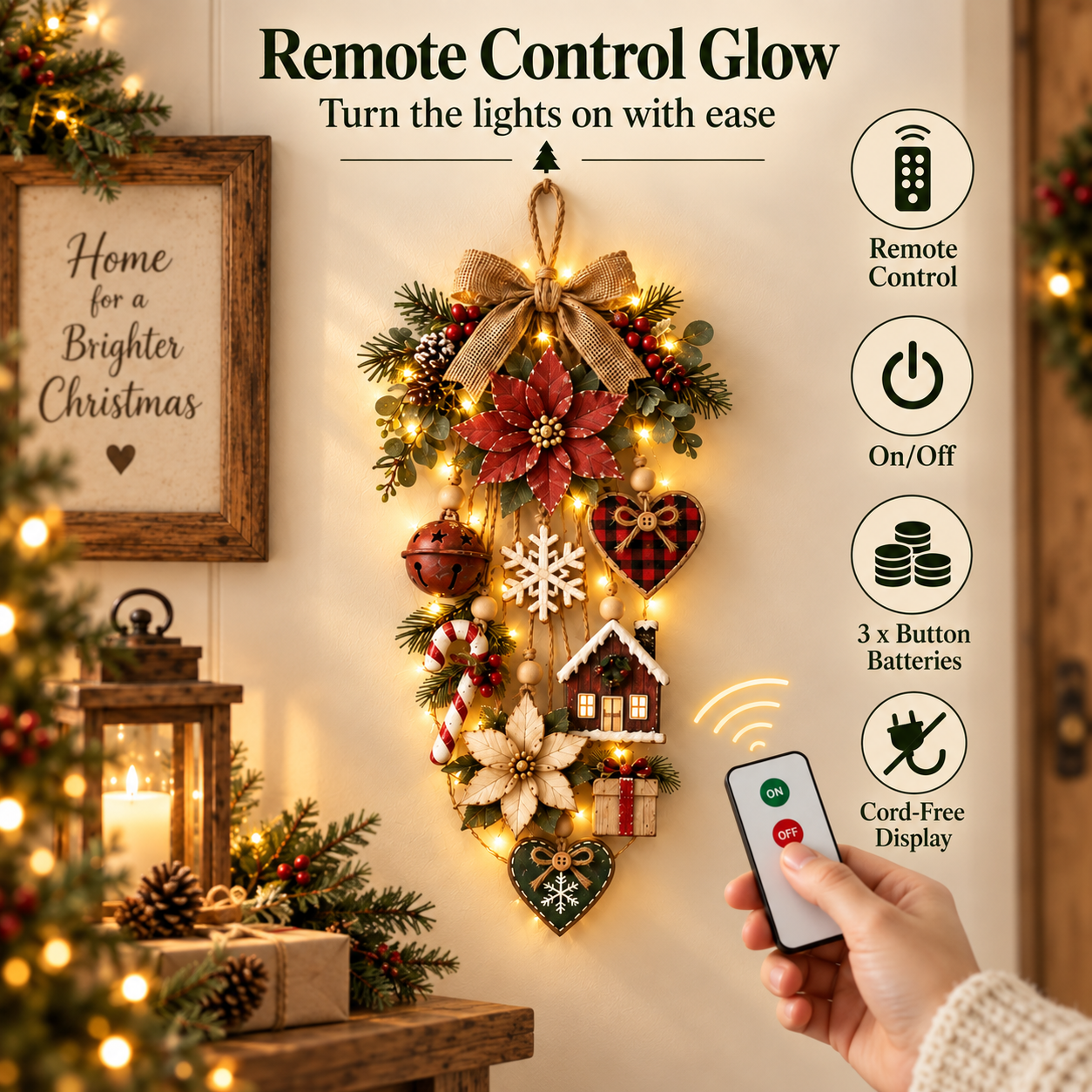 🎄Rustic Lighted Christmas Hanging Wall Decor