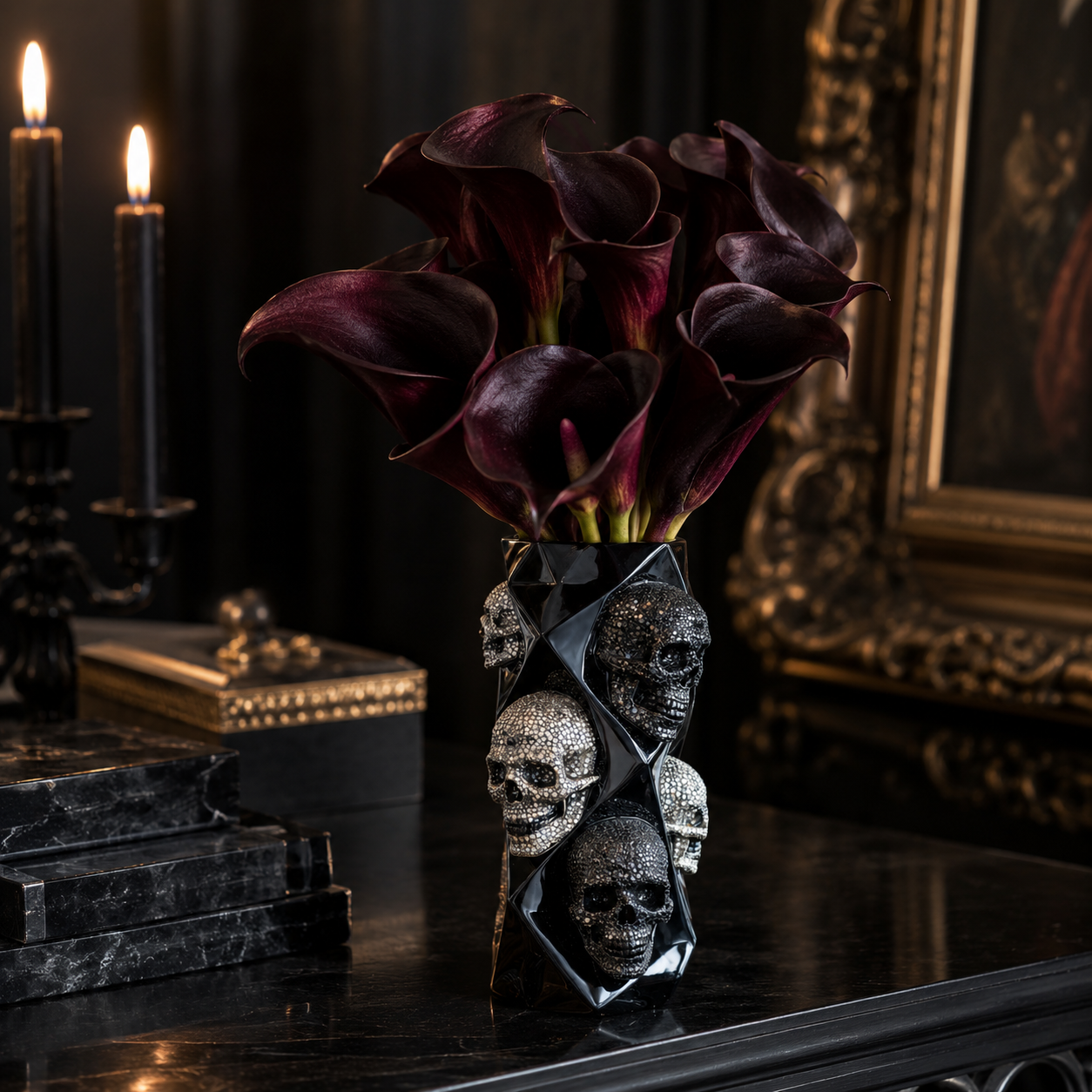 Gothic Skull Resin Vase for Dark Floral Decor 🖤💀
