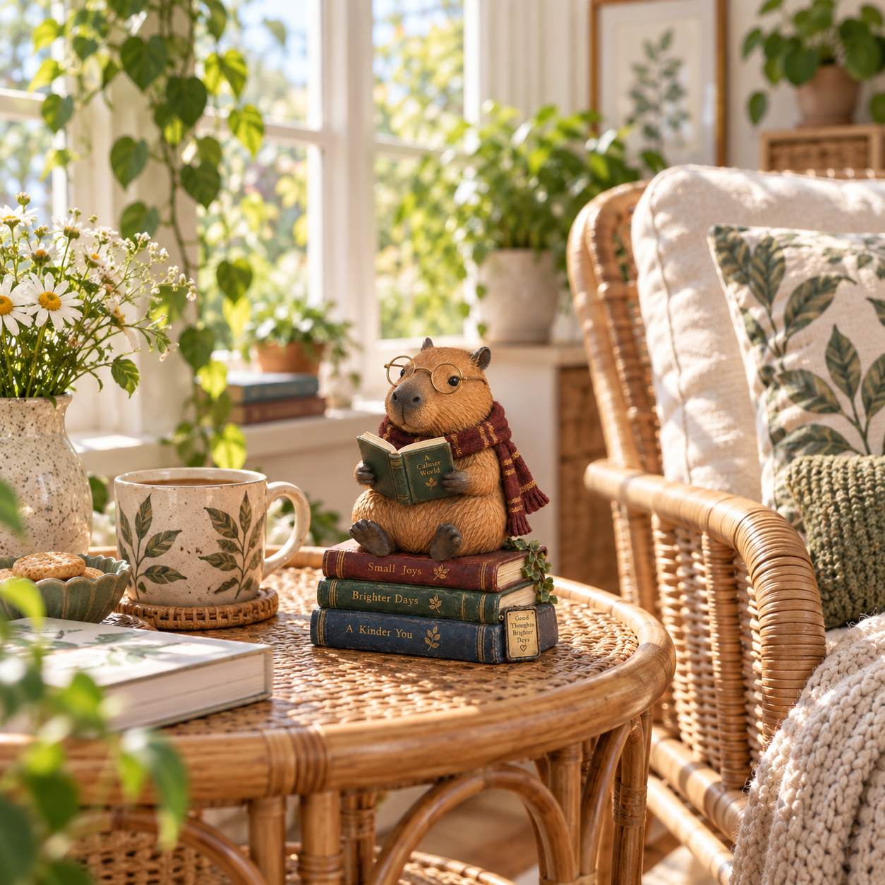Capybara Reading Figurine