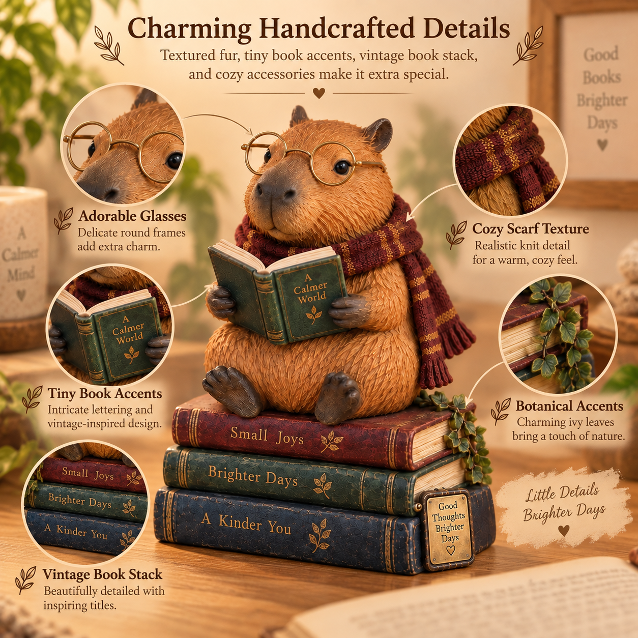 Capybara Reading Figurine
