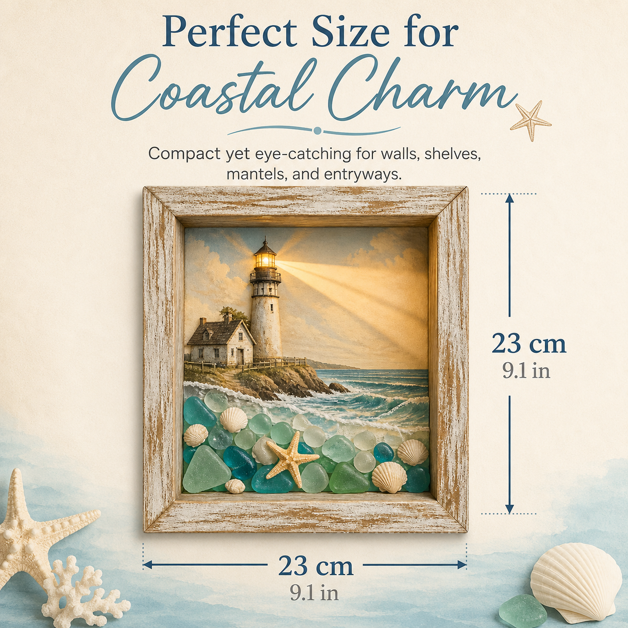 🌊 Lighted Coastal Lighthouse Shadow Box Wall Art ✨