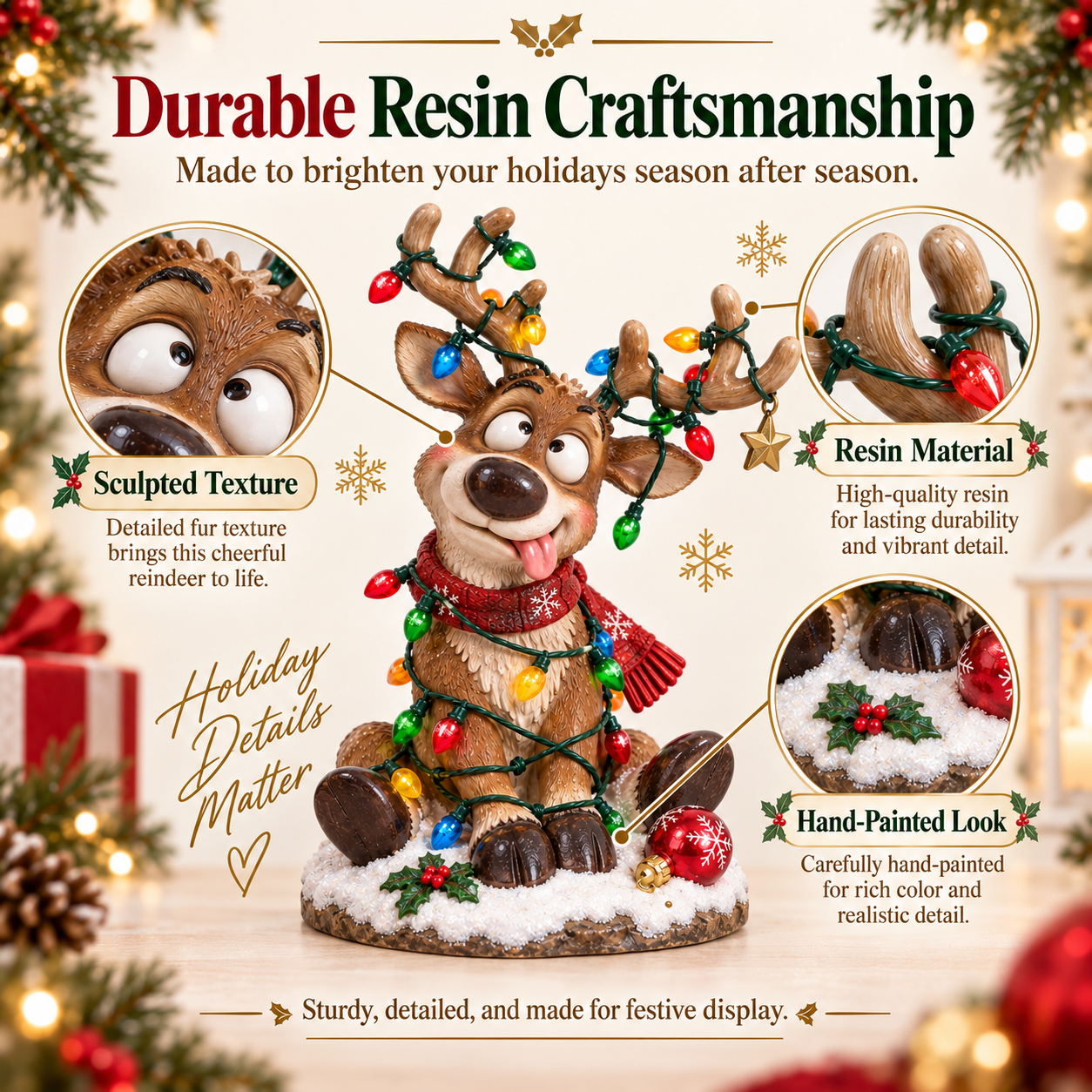 Funny Christmas Reindeer Figurine🎄