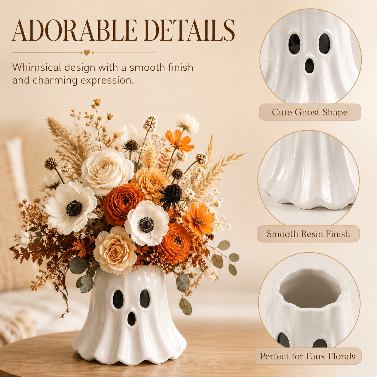 Ghost-Shaped Resin Flower Vase