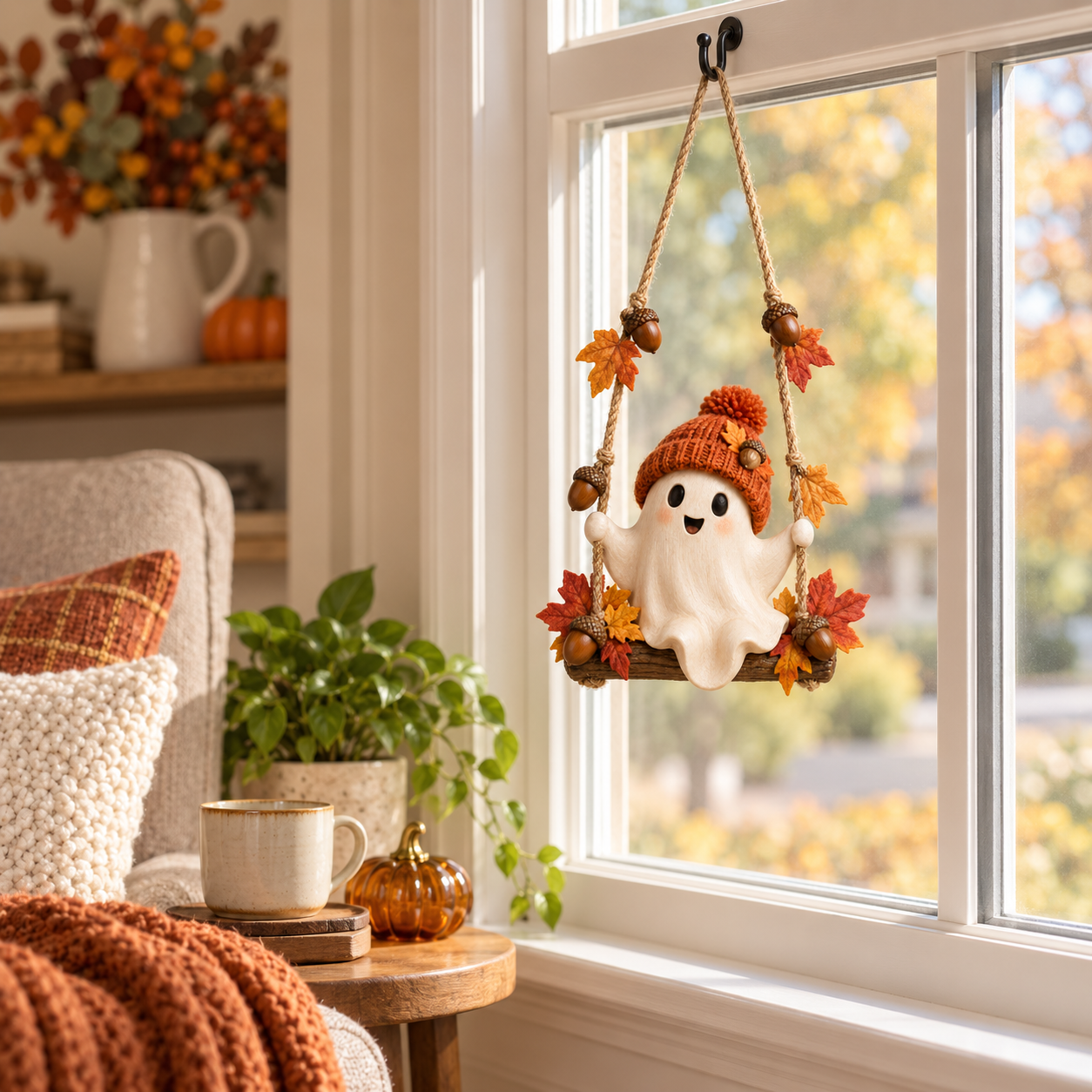 Lighted Fall Ghost Swing Hanging Decor🍂