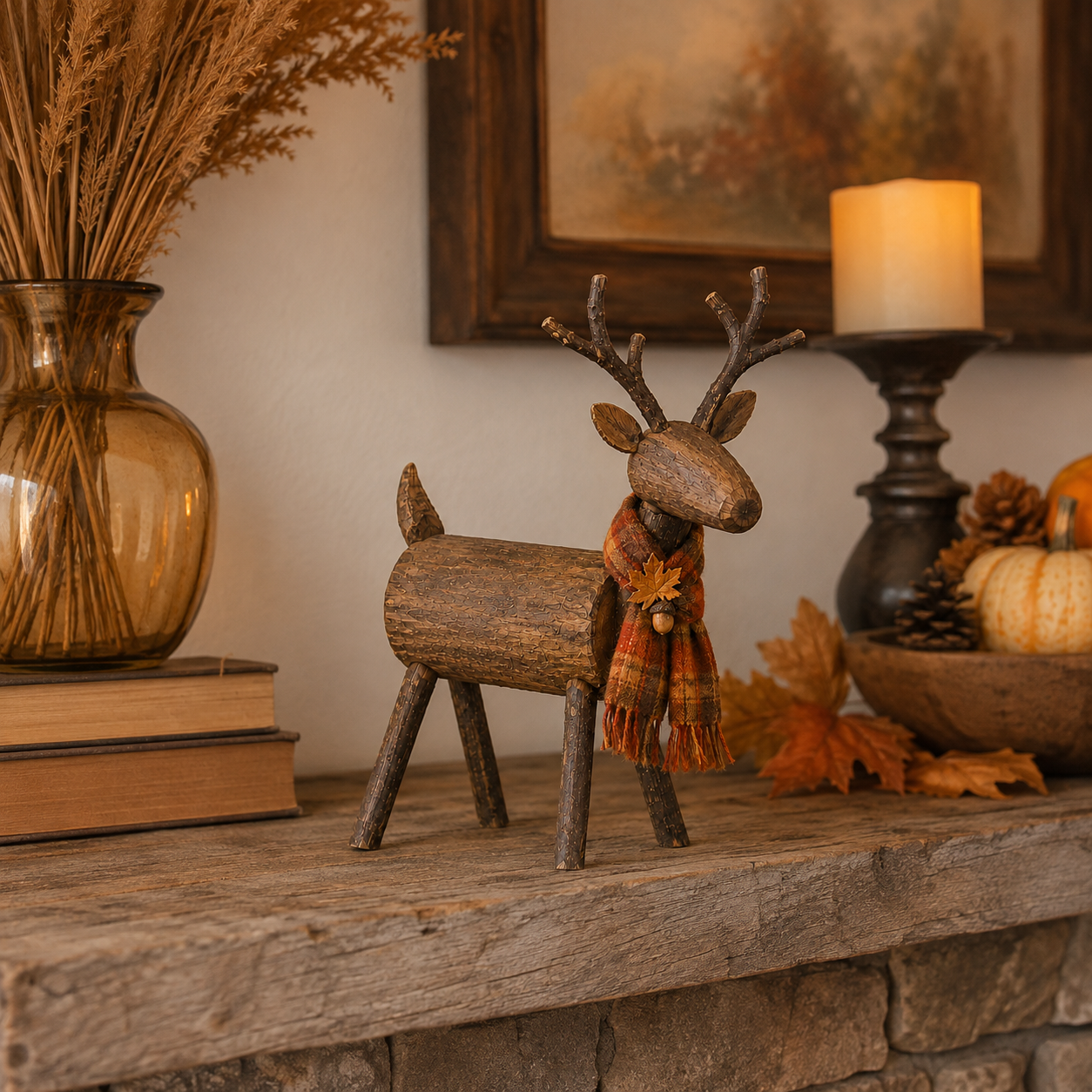 Rustic Wooden Deer Fall Decor
