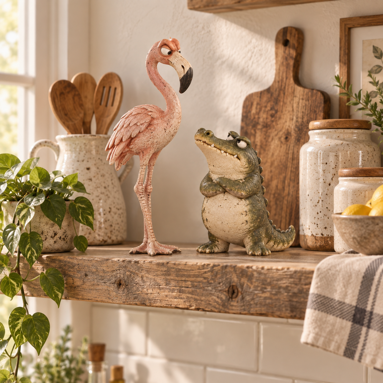 🦩Funny Flamingo & Crocodile Resin Figurines