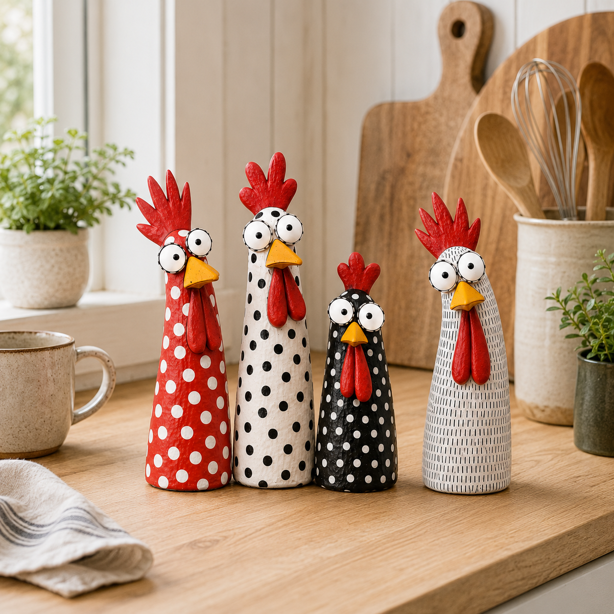 Whimsical Big-Eyed Chicken Resin Figurine 🐔✨