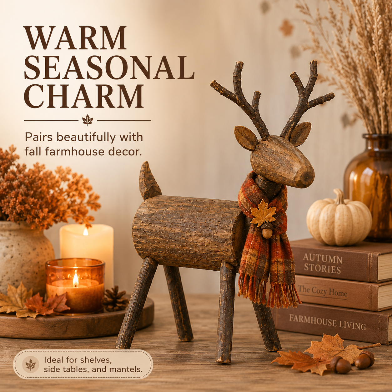 Rustic Wooden Deer Fall Decor