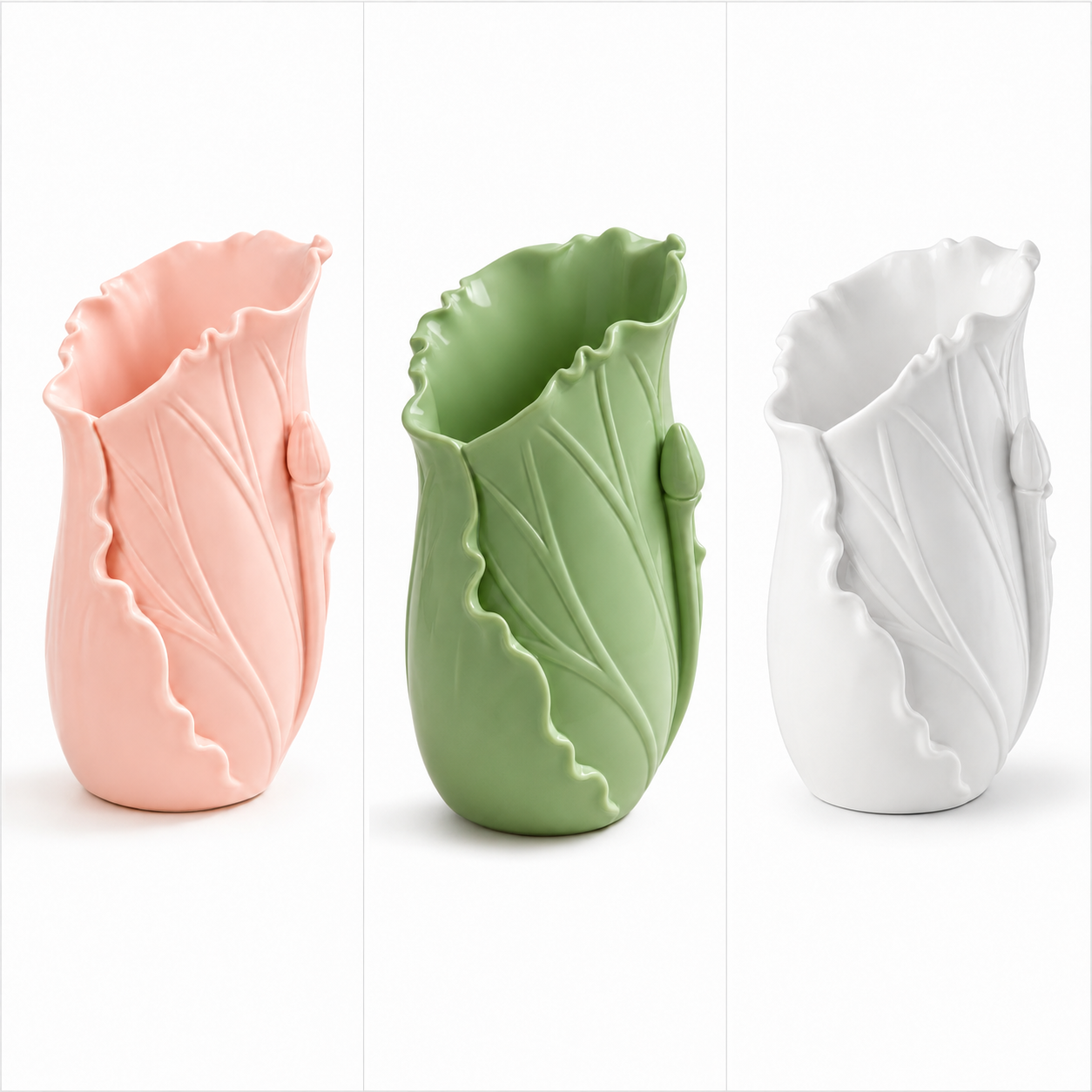 “Plastic Pen Holder & Makeup Brush Organizer – Decorative Leaf-Shaped Vase for Desktop, Vanity, and Flower Display – Functional Home & Office Décor”