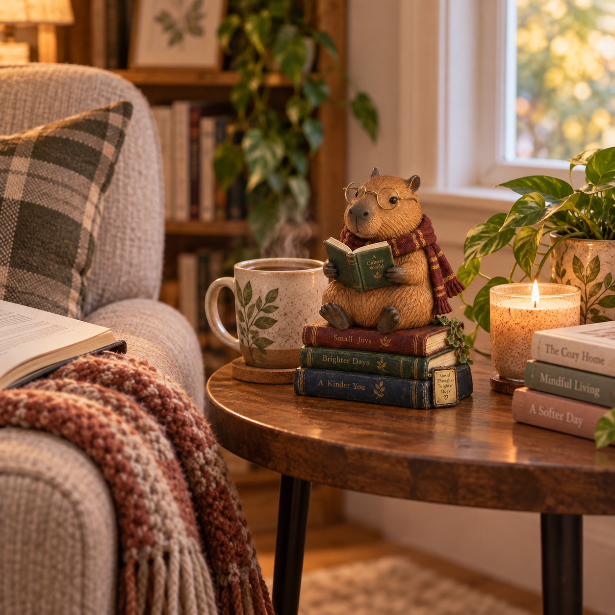 Capybara Reading Figurine