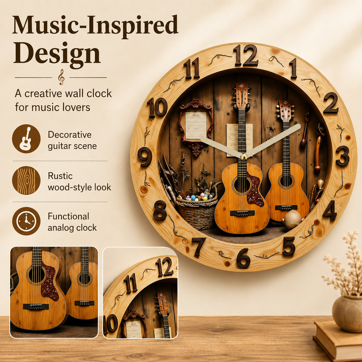🎸 Music Theme Wall Clock for Home Decor🕰️
