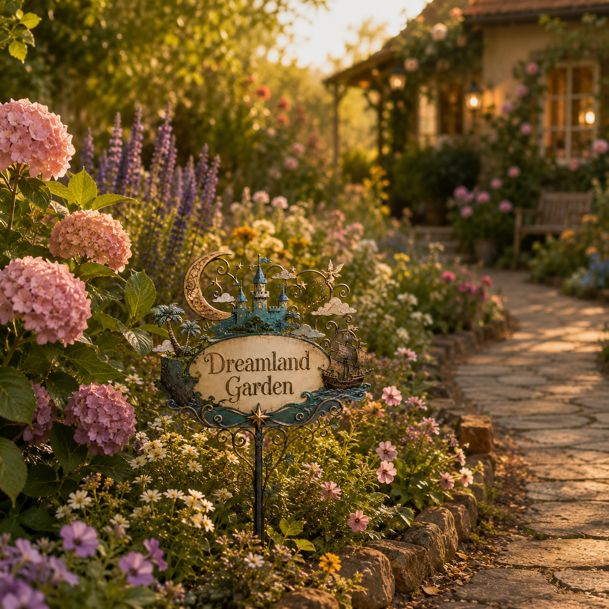 Dreamland Castle Garden Stake – Fairytale Resin Yard Sign 🌙🏰