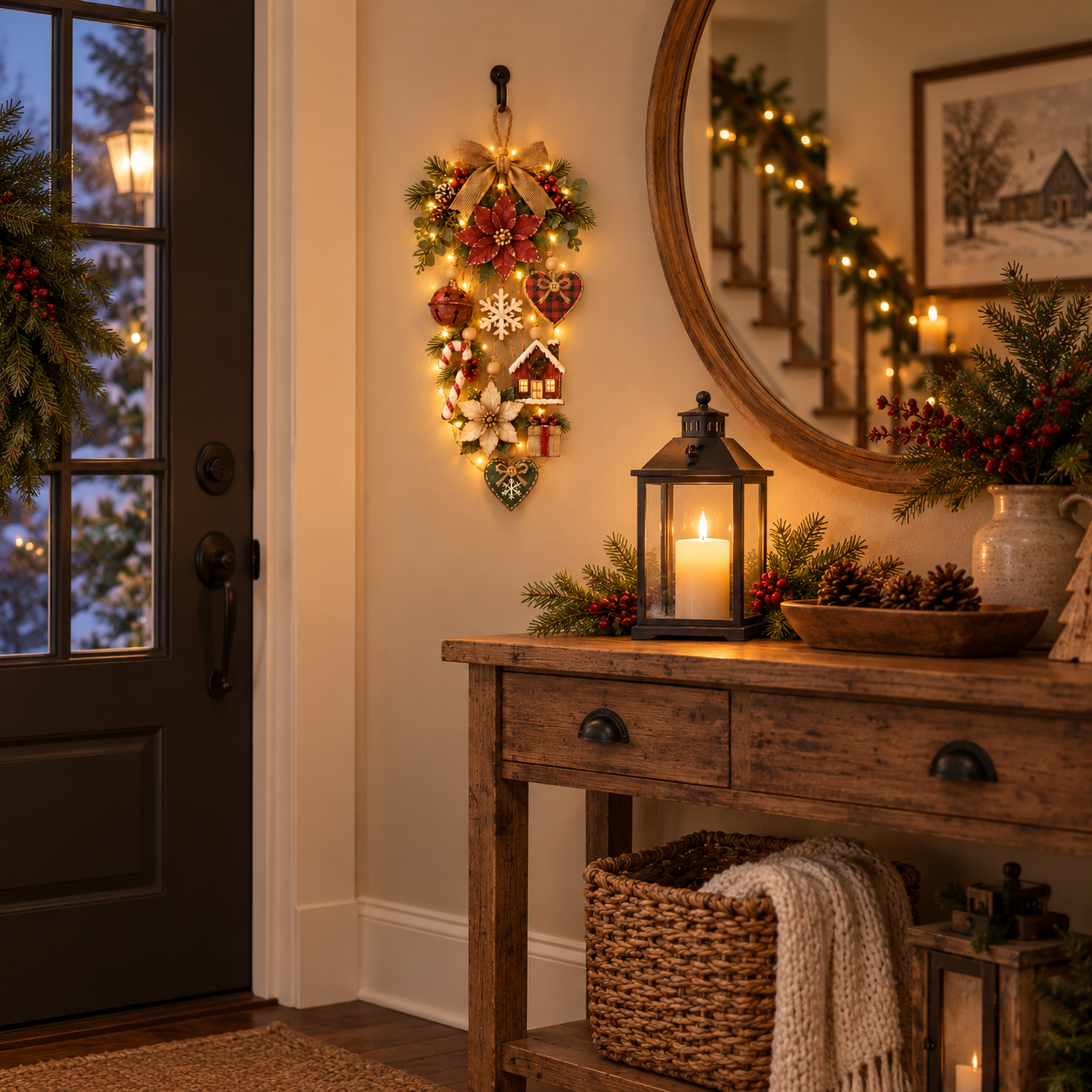 🎄Rustic Lighted Christmas Hanging Wall Decor