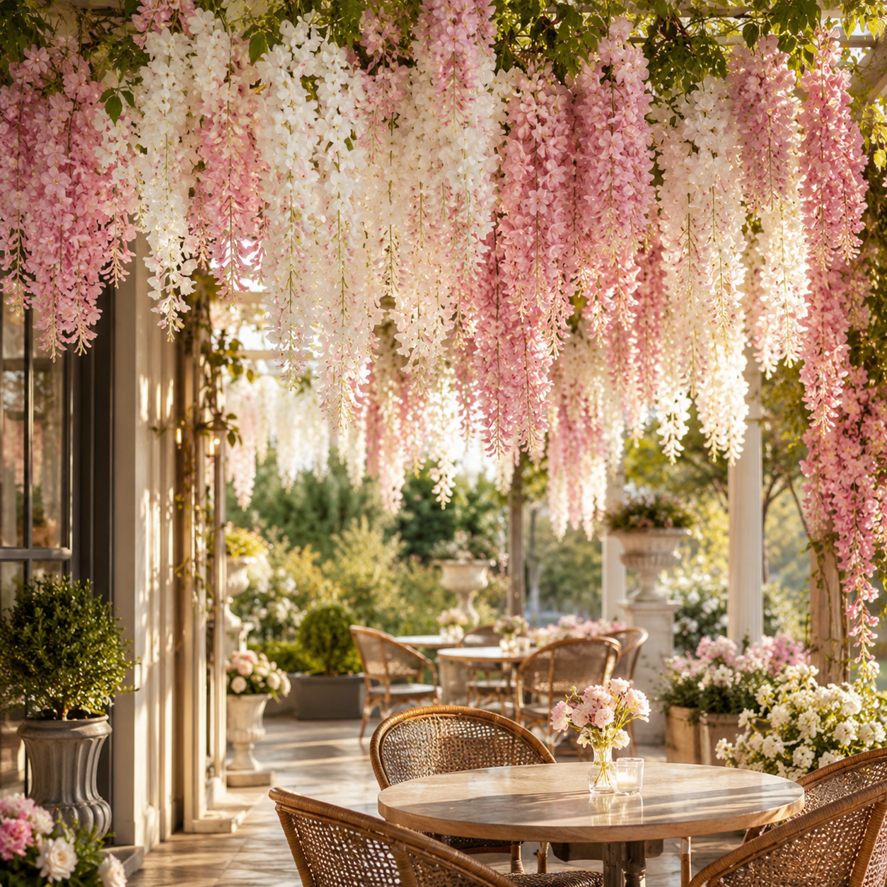 Artificial Hanging Wisteria Flower Decorations – Realistic Faux Vine for Indoor & Outdoor Décor