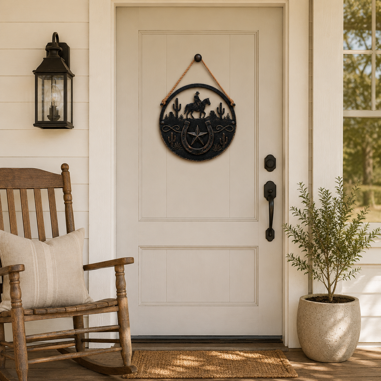 Western Cowboy Wooden Door Hanger