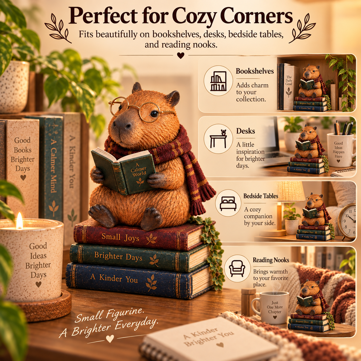 Capybara Reading Figurine