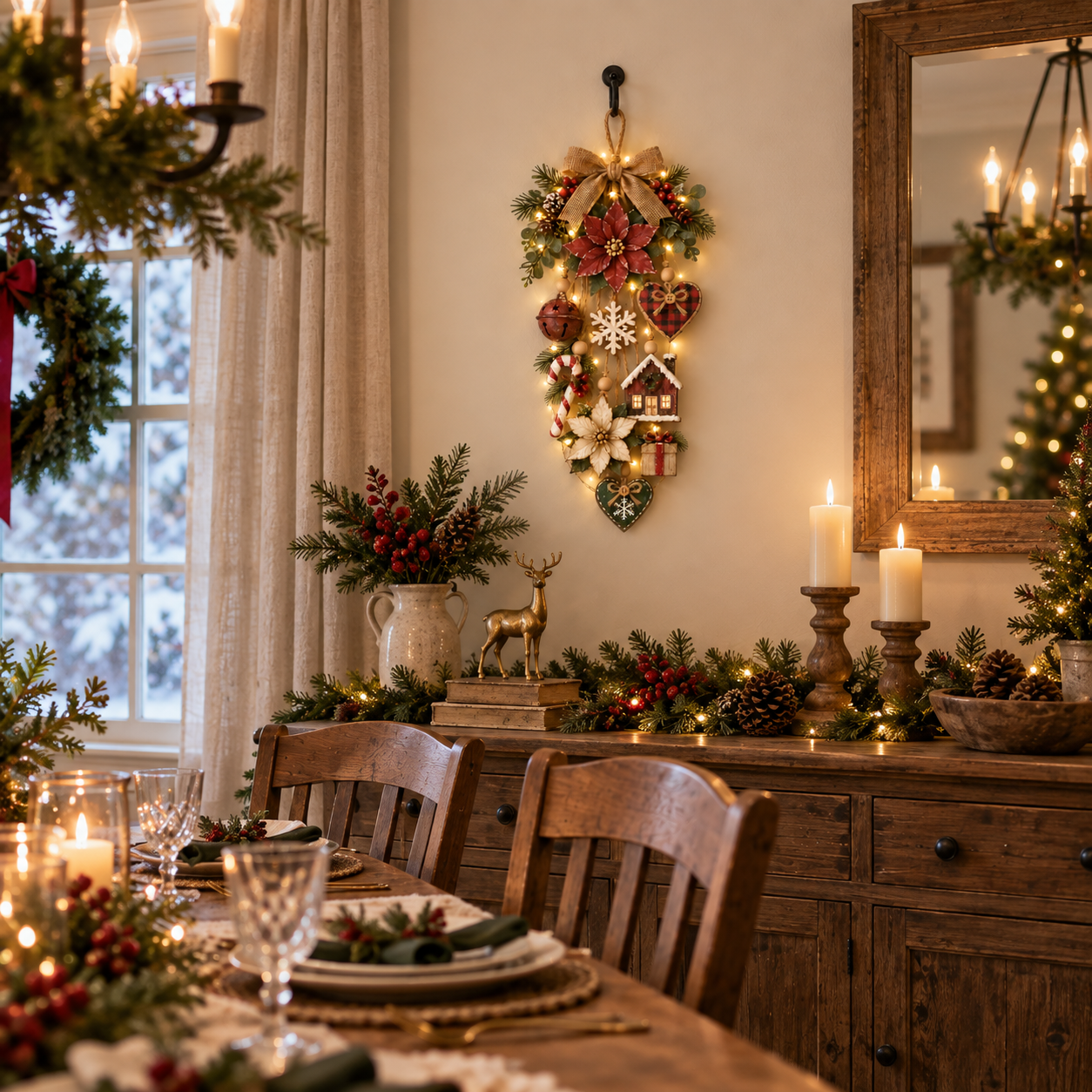 🎄Rustic Lighted Christmas Hanging Wall Decor