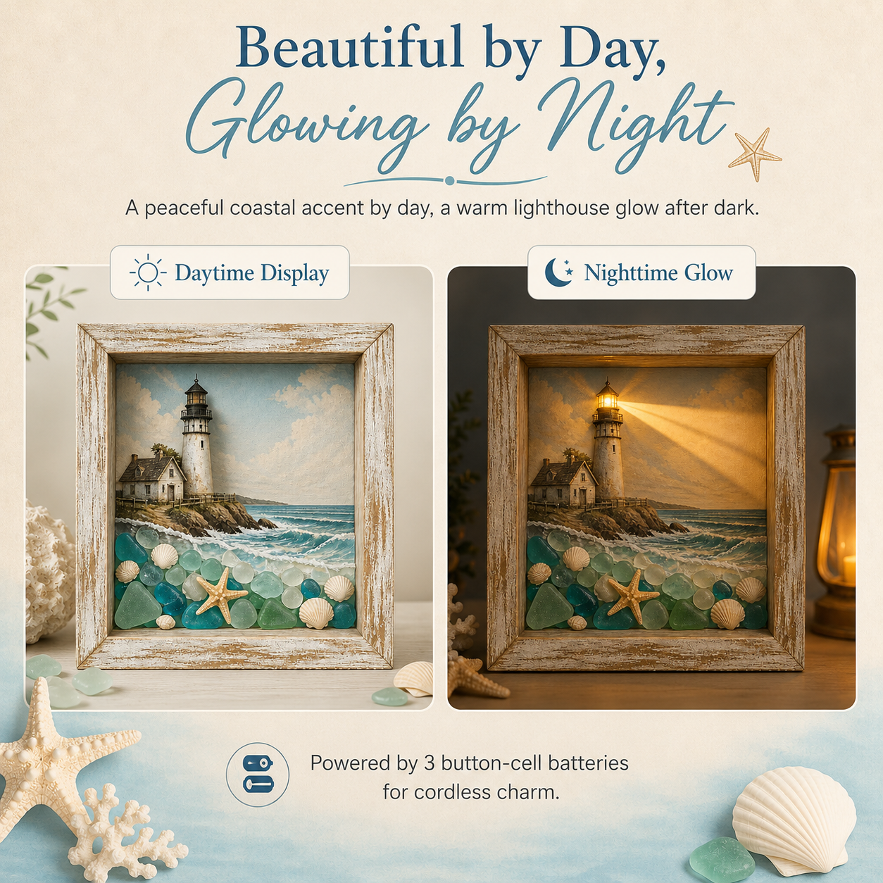 🌊 Lighted Coastal Lighthouse Shadow Box Wall Art ✨