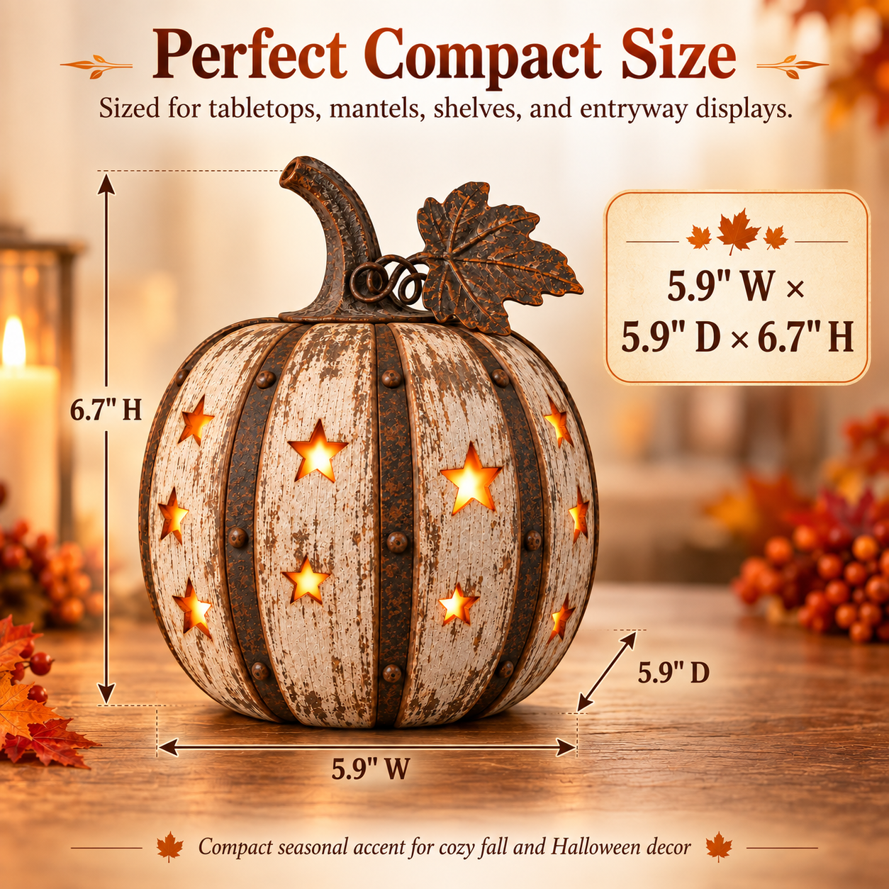 Rustic Starry Pumpkin Lantern Halloween Decor with Remote Control Light ✨🎃