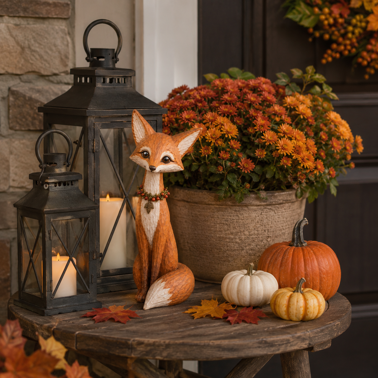 Hand-Carved Wooden Fox Figurine – 11.8-Inch Slim Woodland Tabletop Décor 🍂