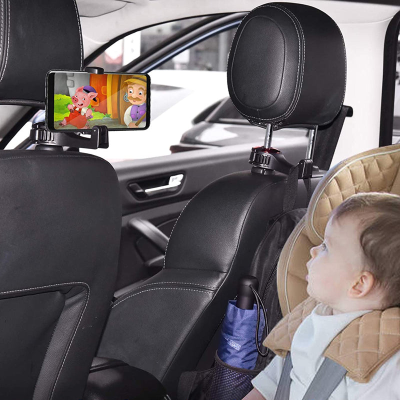 2-in-1 Car Headrest Hook with Phone Holder