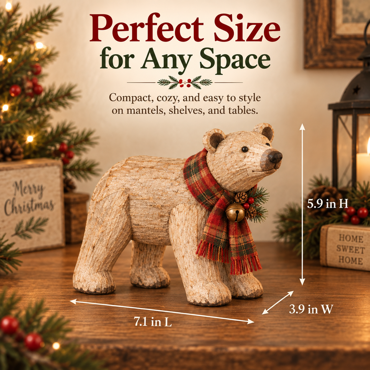 Rustic Christmas Polar Bear Figurine🐻