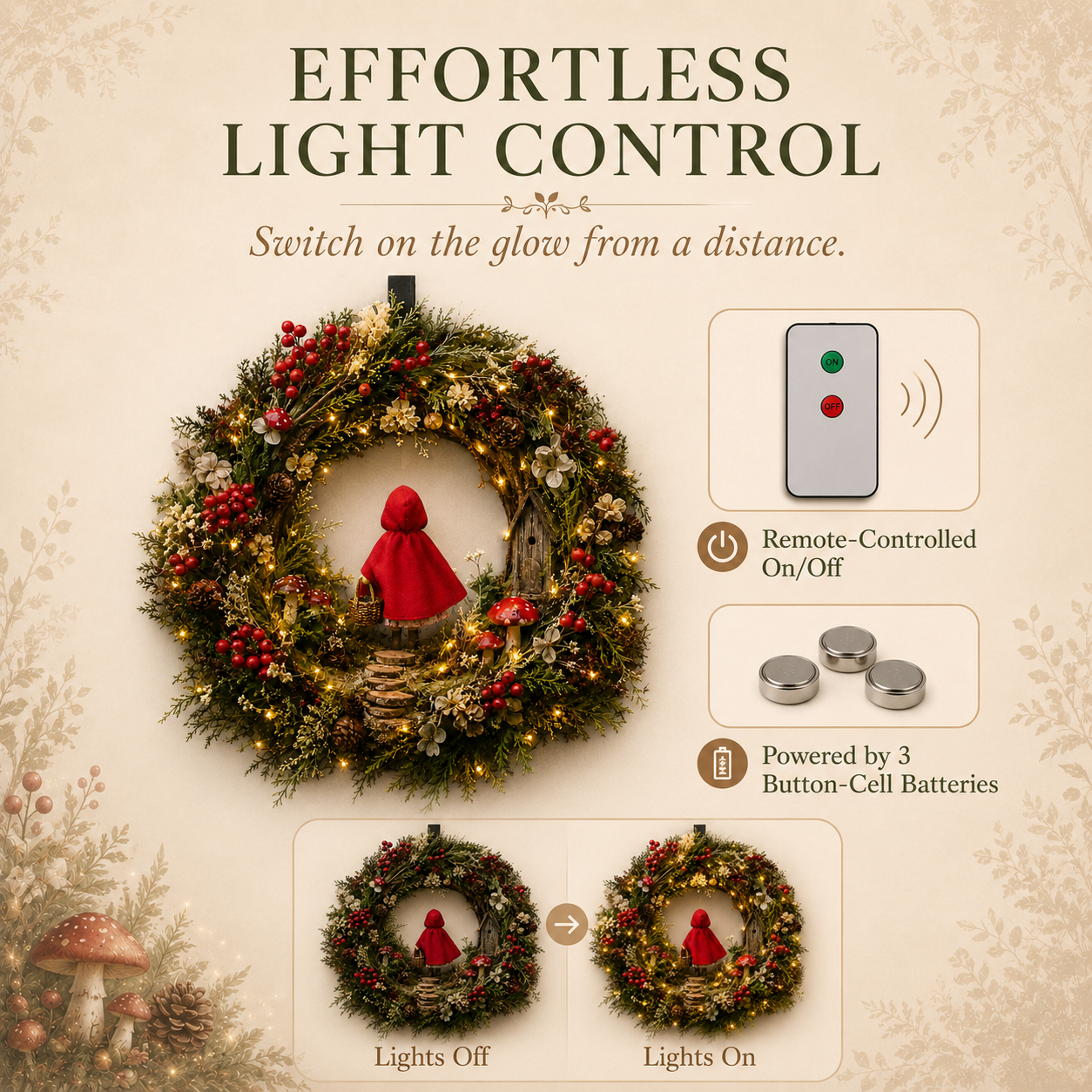 Little Red Riding Hood Enchanted Forest Light-Up Wreath