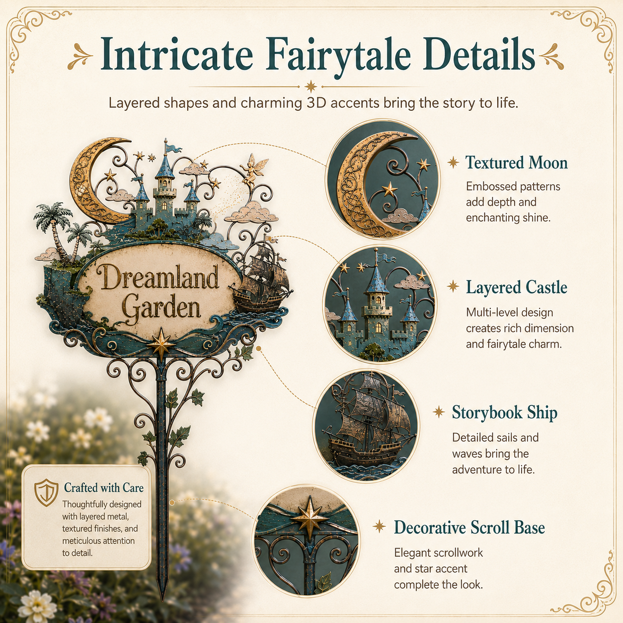 Dreamland Castle Garden Stake – Fairytale Resin Yard Sign 🌙🏰