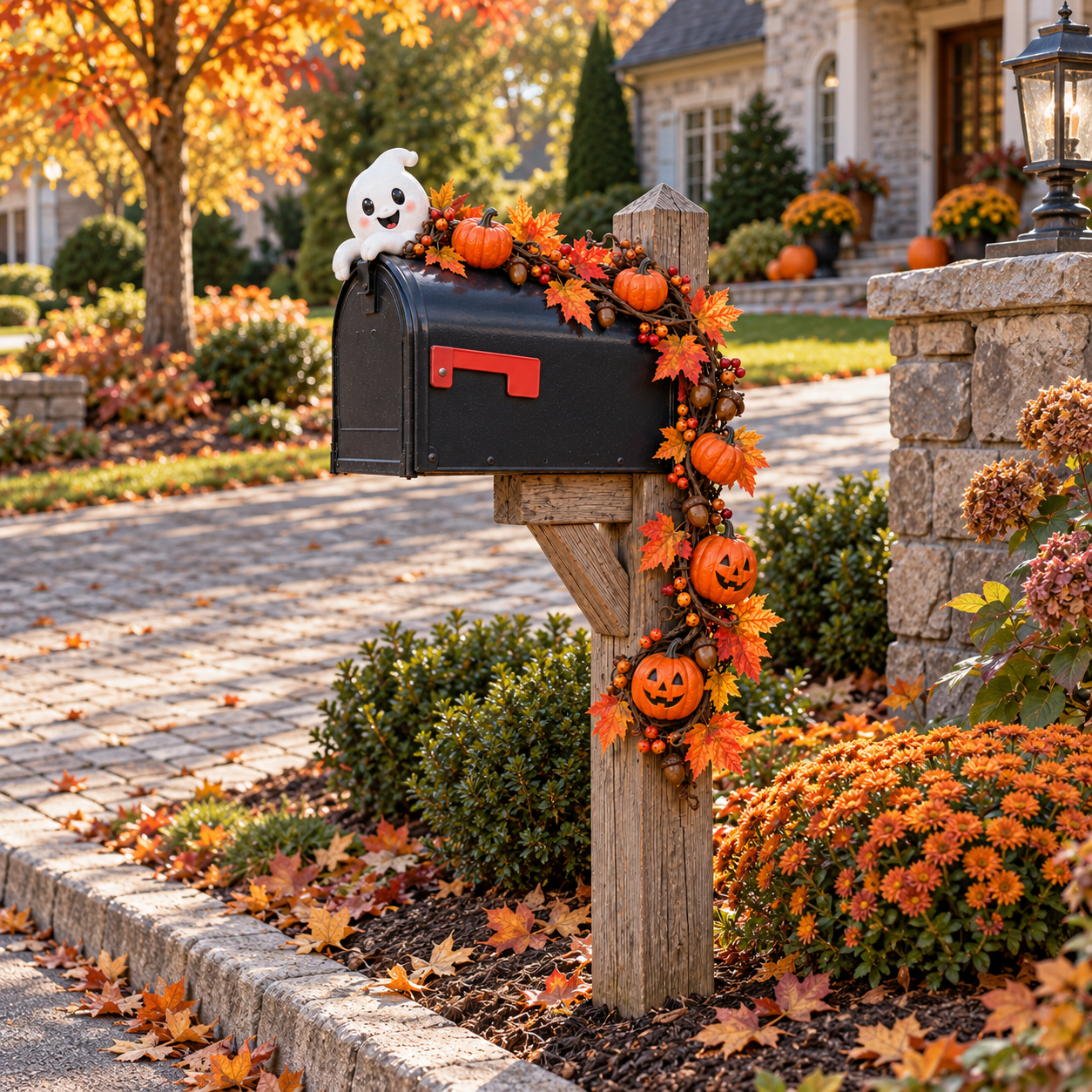 Fall Ghost & Pumpkin Mailbox Decoration🎃
