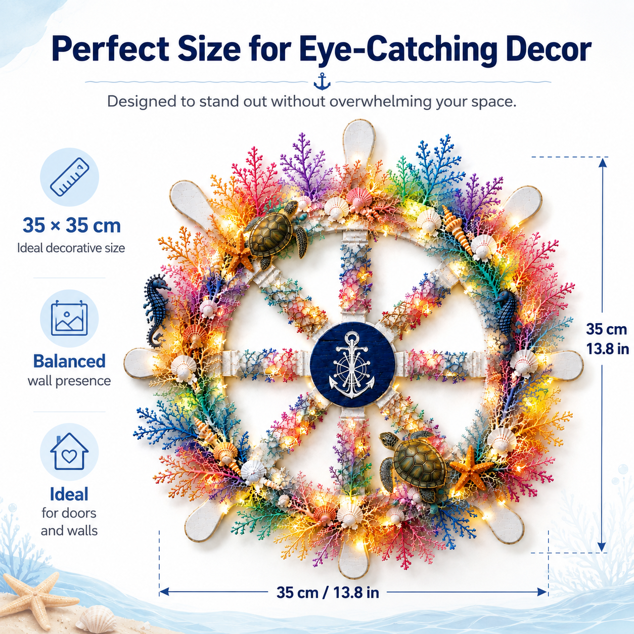 Colorful Ocean Ship Wheel Wall Decor with LED Lights and Remote Control 🌊⚓