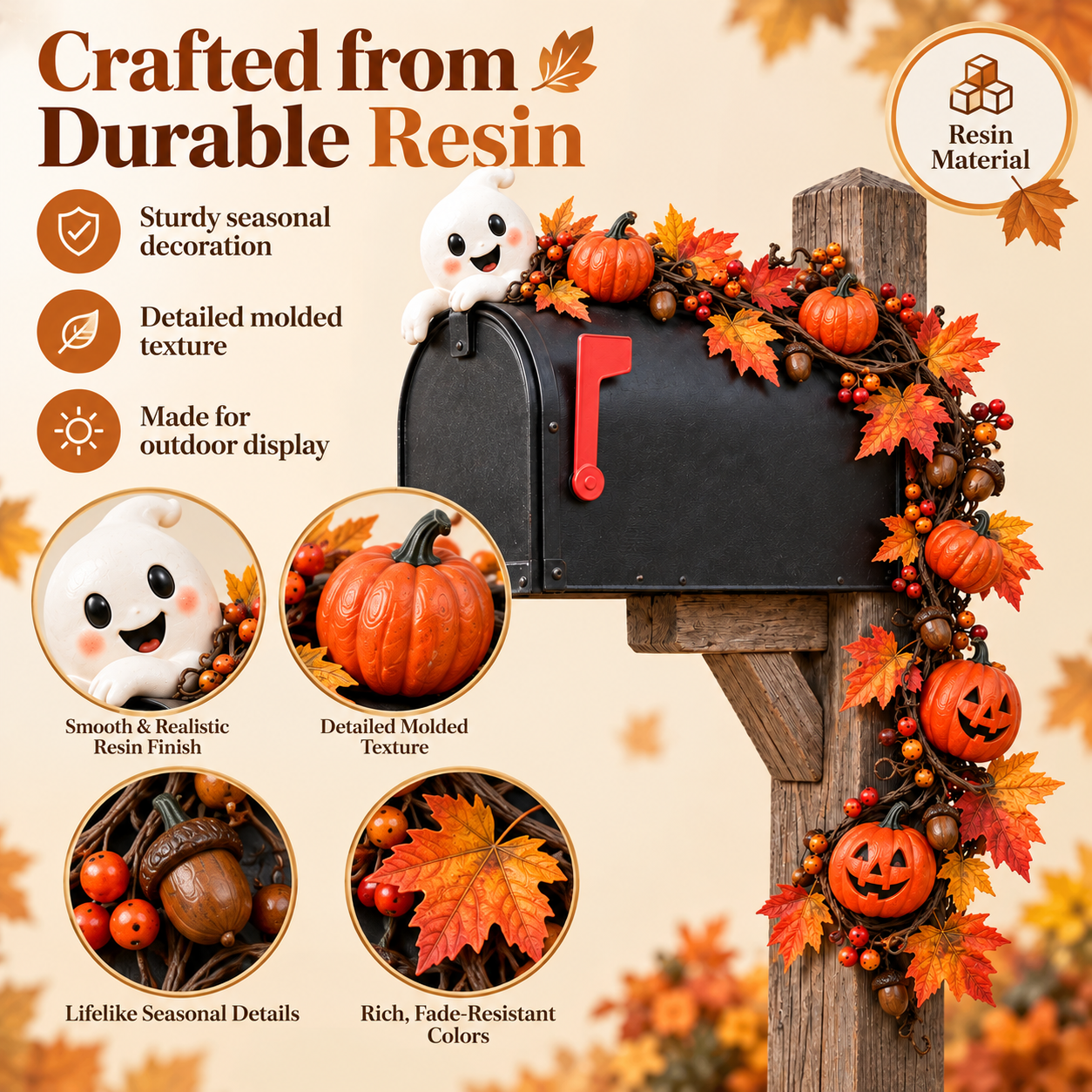 Fall Ghost & Pumpkin Mailbox Decoration🎃