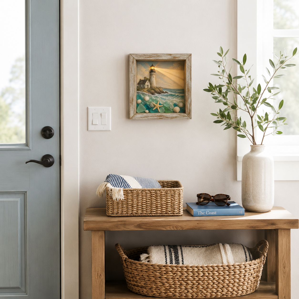 🌊 Lighted Coastal Lighthouse Shadow Box Wall Art ✨