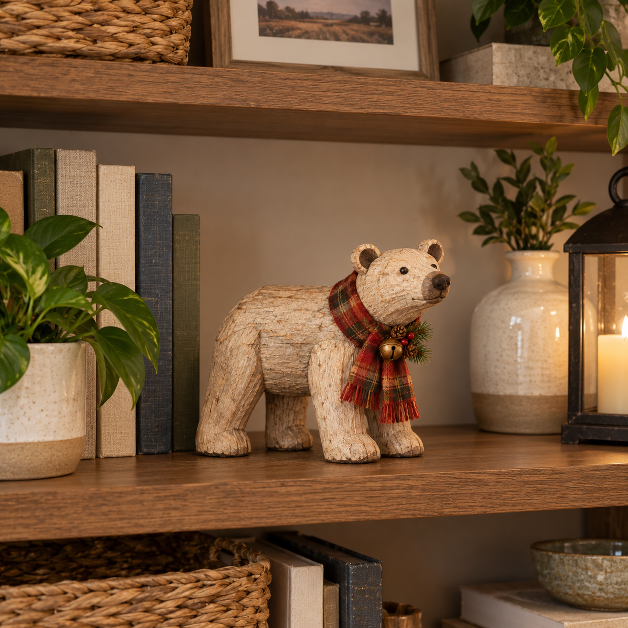 Rustic Christmas Polar Bear Figurine🐻