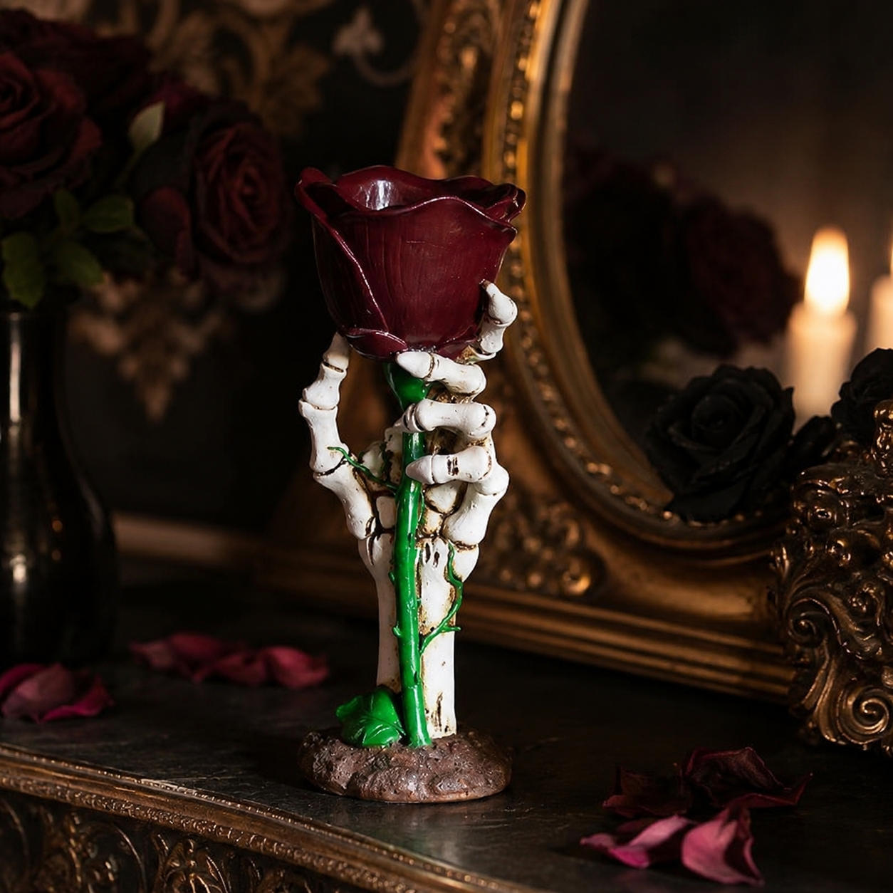 🌹 Gothic Rose Candle Holder