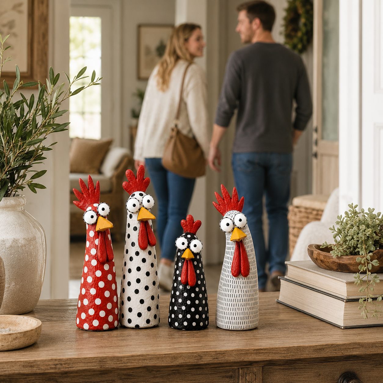 Whimsical Big-Eyed Chicken Resin Figurine 🐔✨