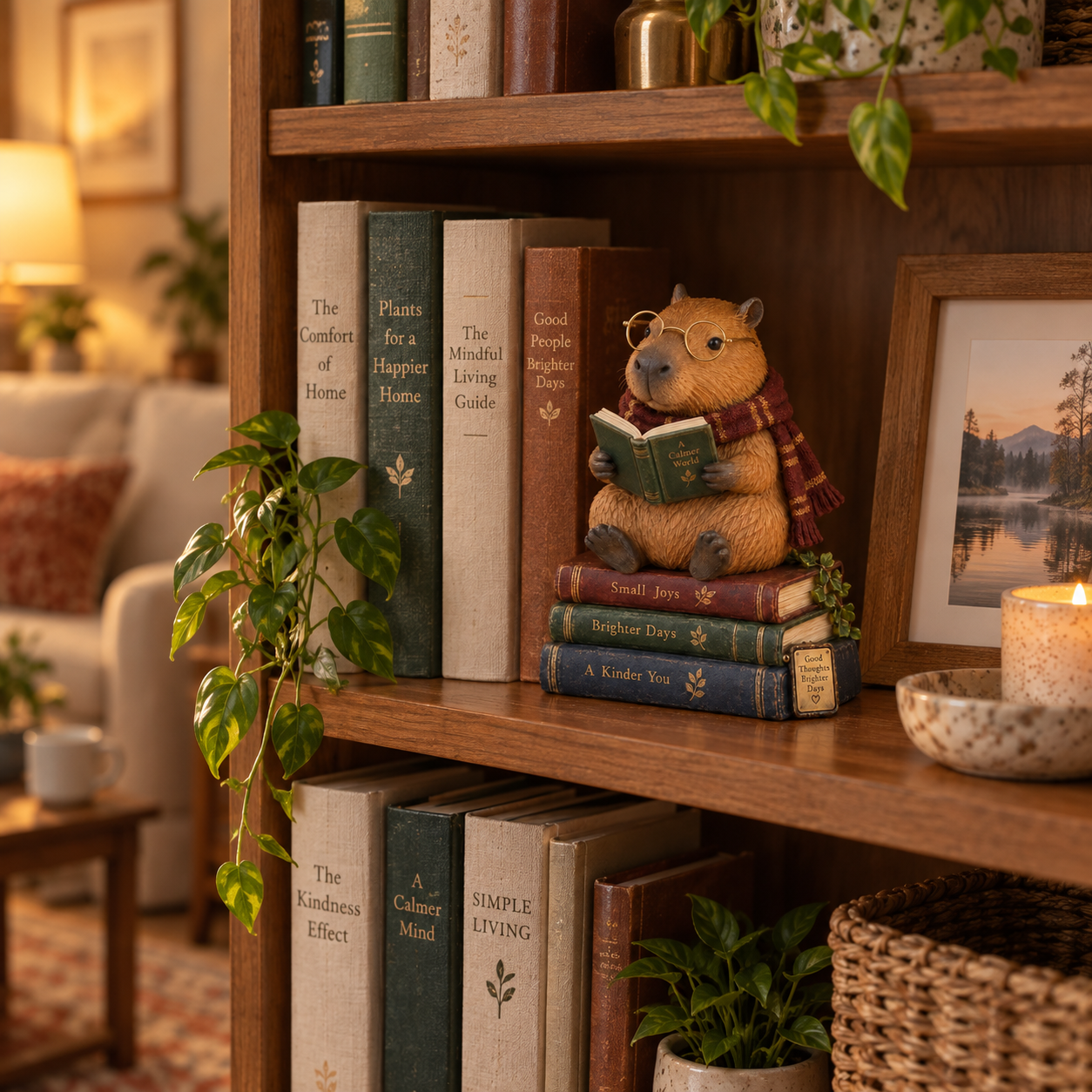 Capybara Reading Figurine