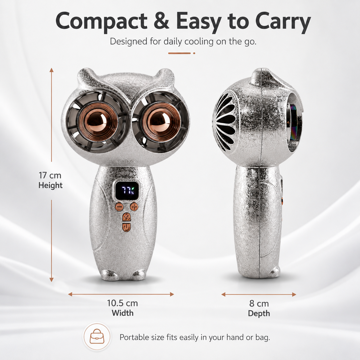 Owl-Shaped Handheld Fan with Digital Display 🦉💨