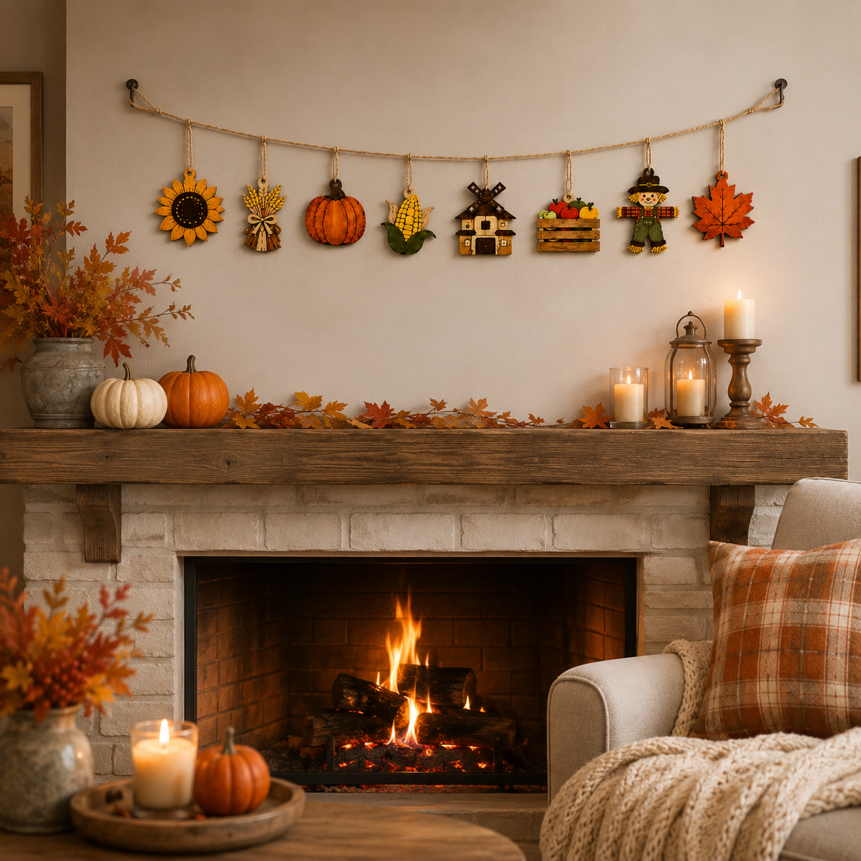 🍁Fall Harvest Wooden Garland Set