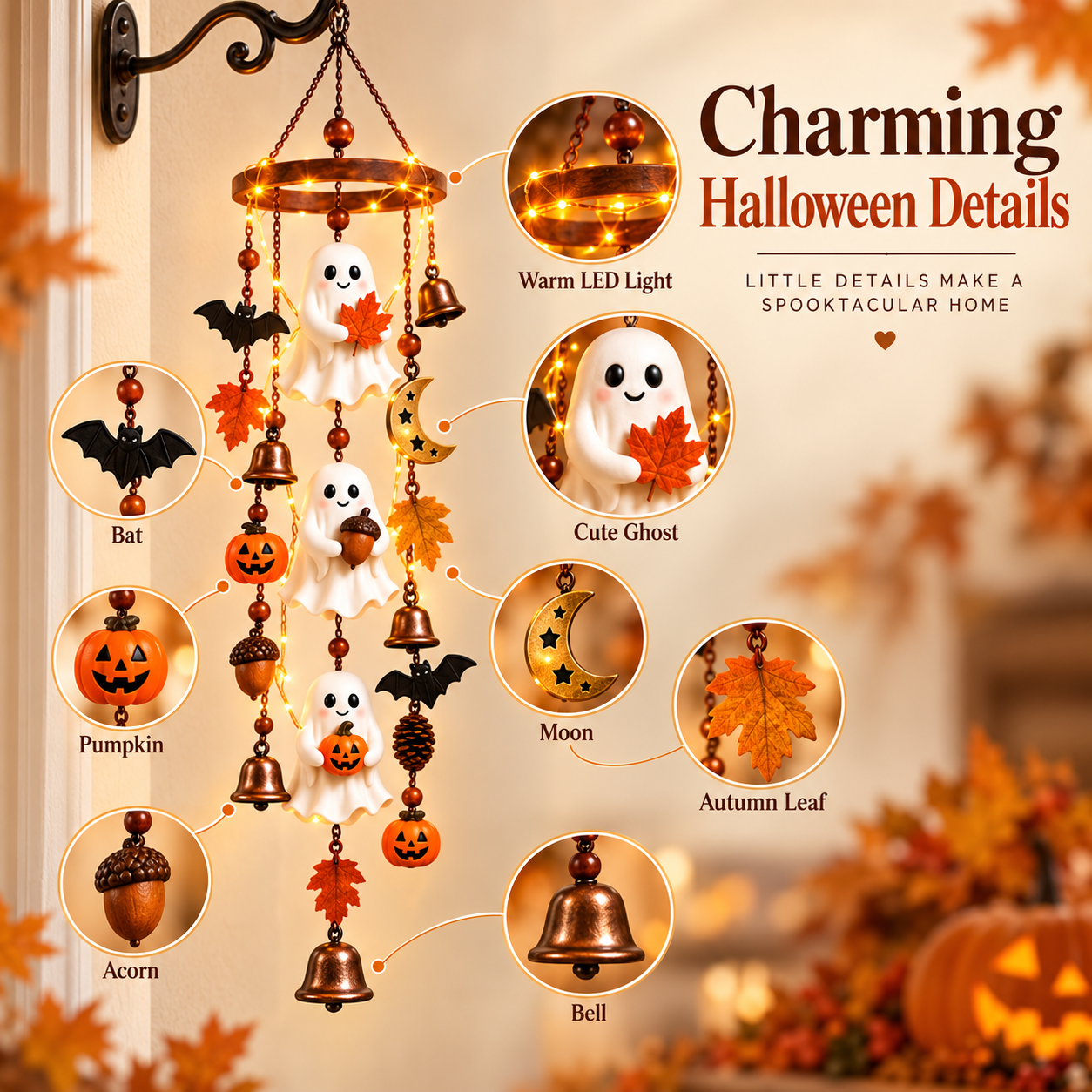 Lighted Halloween Ghost Hanging Chime🎃