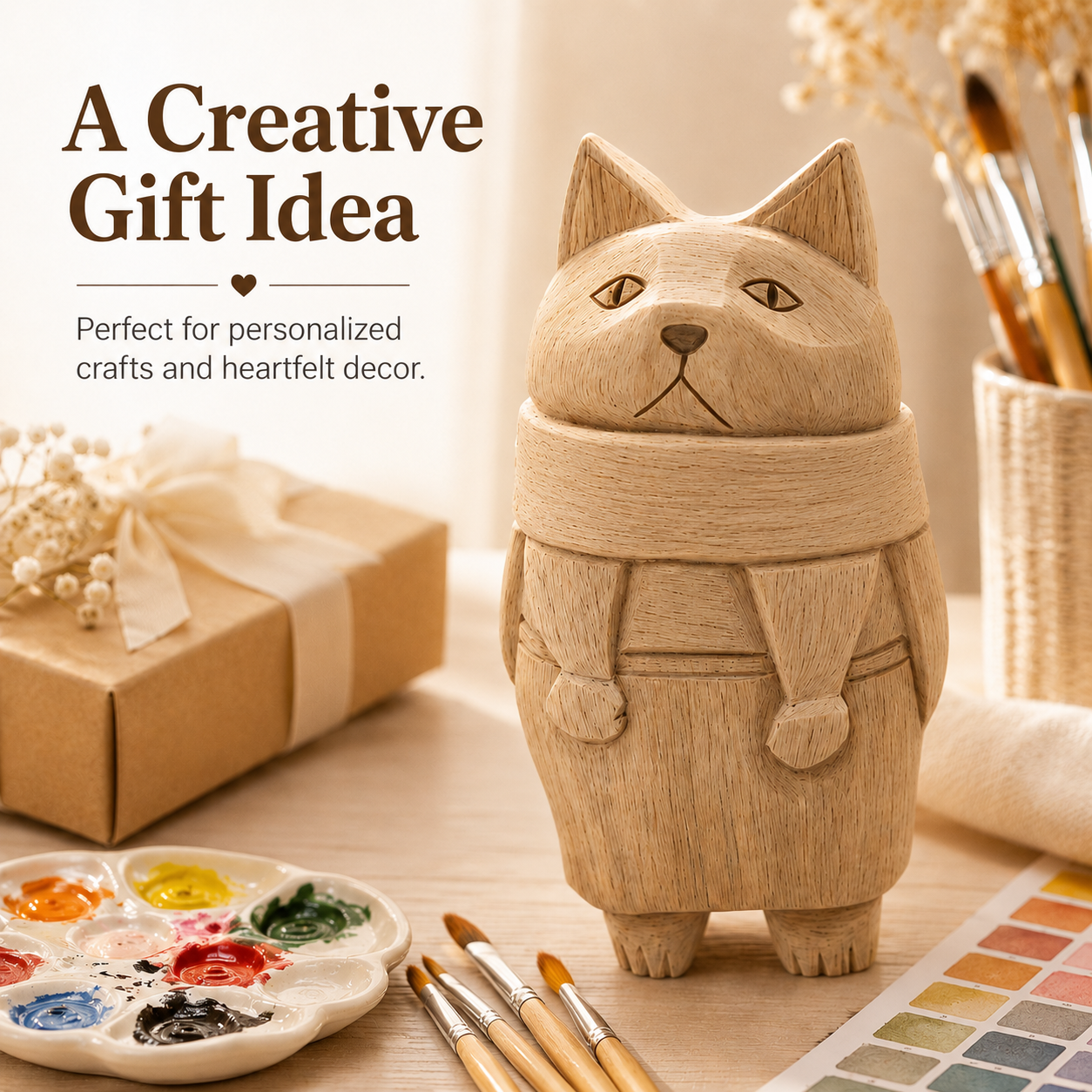 DIY Paintable Cat Figurine 🎨🐱