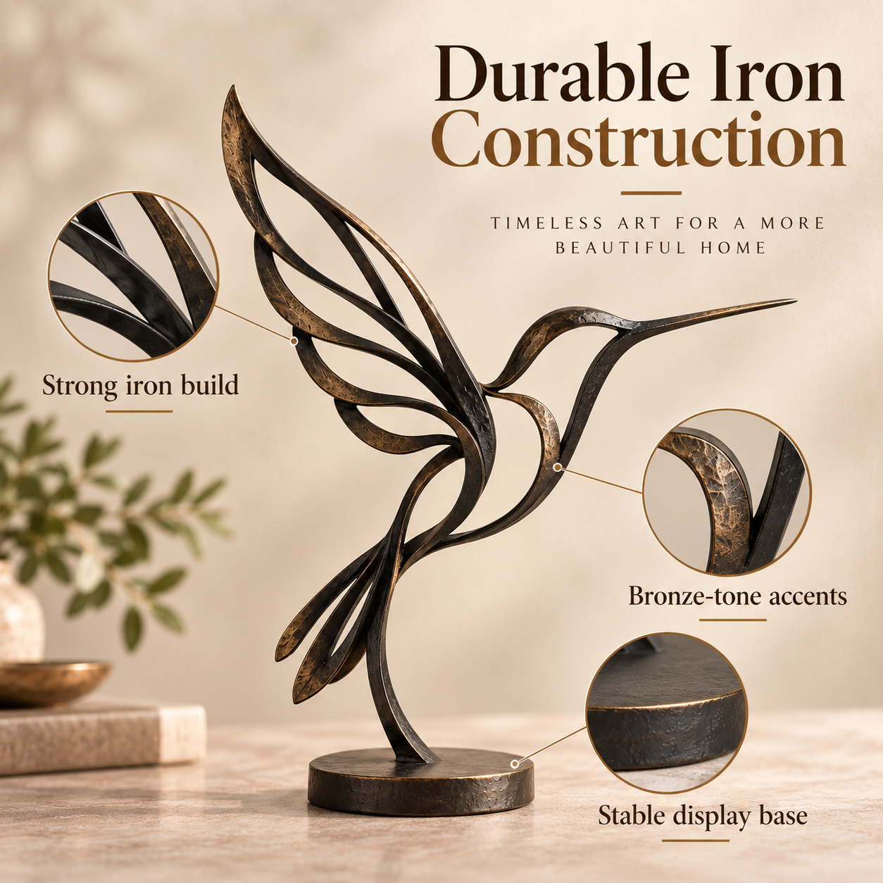 Abstract Hummingbird Iron Sculpture🐦