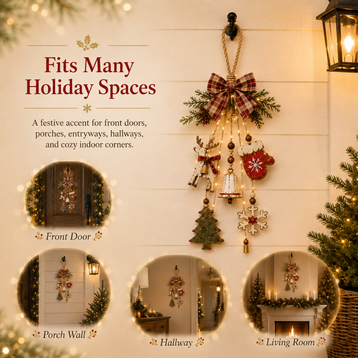 Lighted Rustic Christmas Hanging Decoration