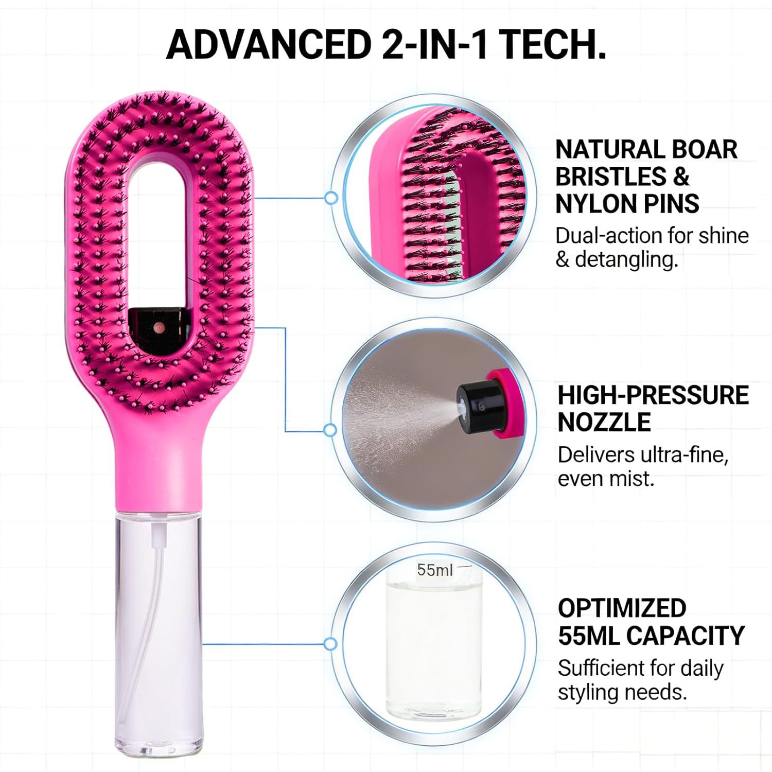 2-in-1 Spray Hair Brush