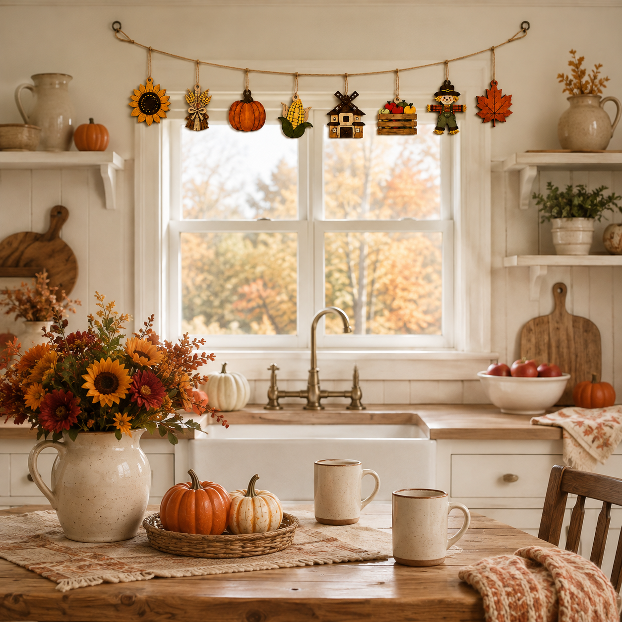 🍁Fall Harvest Wooden Garland Set