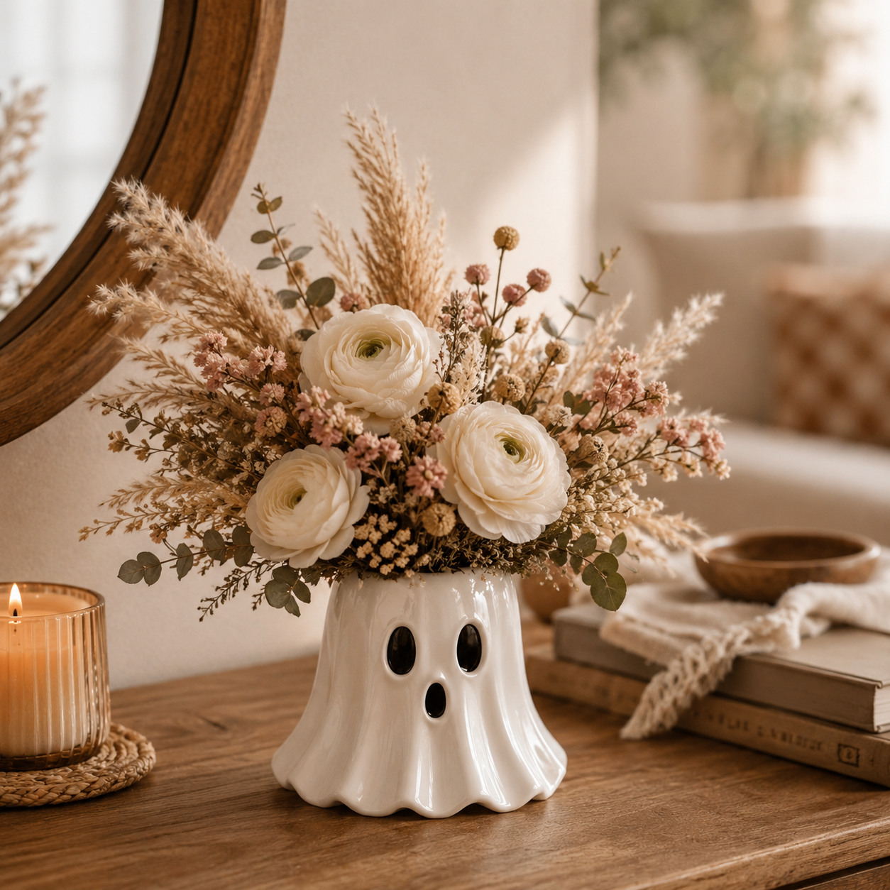 Ghost-Shaped Resin Flower Vase