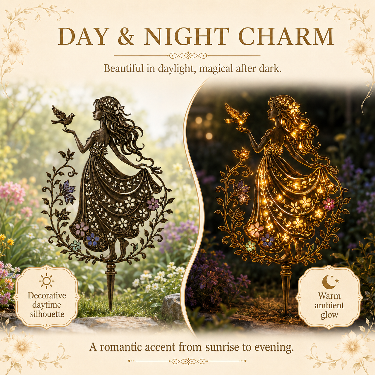 Remote-Controlled Illuminated Fairy Girl Metal Garden Stake ✨🕊️